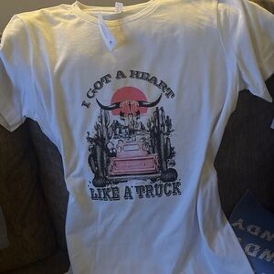 Bella Canvas White Graphic Tee - Heart Like a Truck